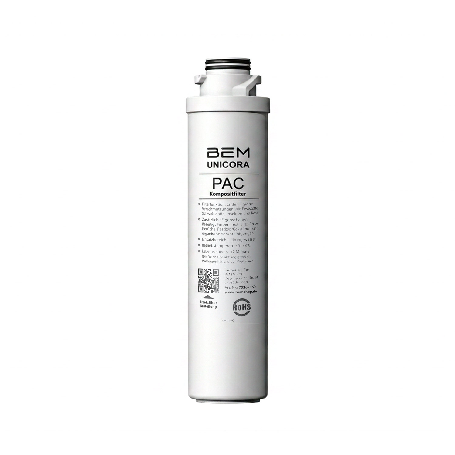 Replacement filter PAC for water filter BEM Unicora