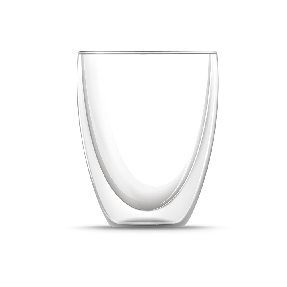 Set of 8: Four double-walled cappuccino glasses (330 ml each) &amp; four glass straws