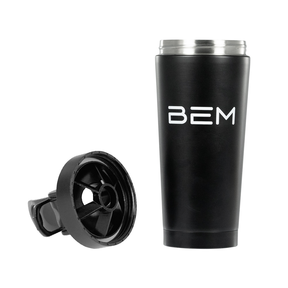 BEM stainless steel protein shaker with shaking ball and one-touch tilt cap, 750 ml