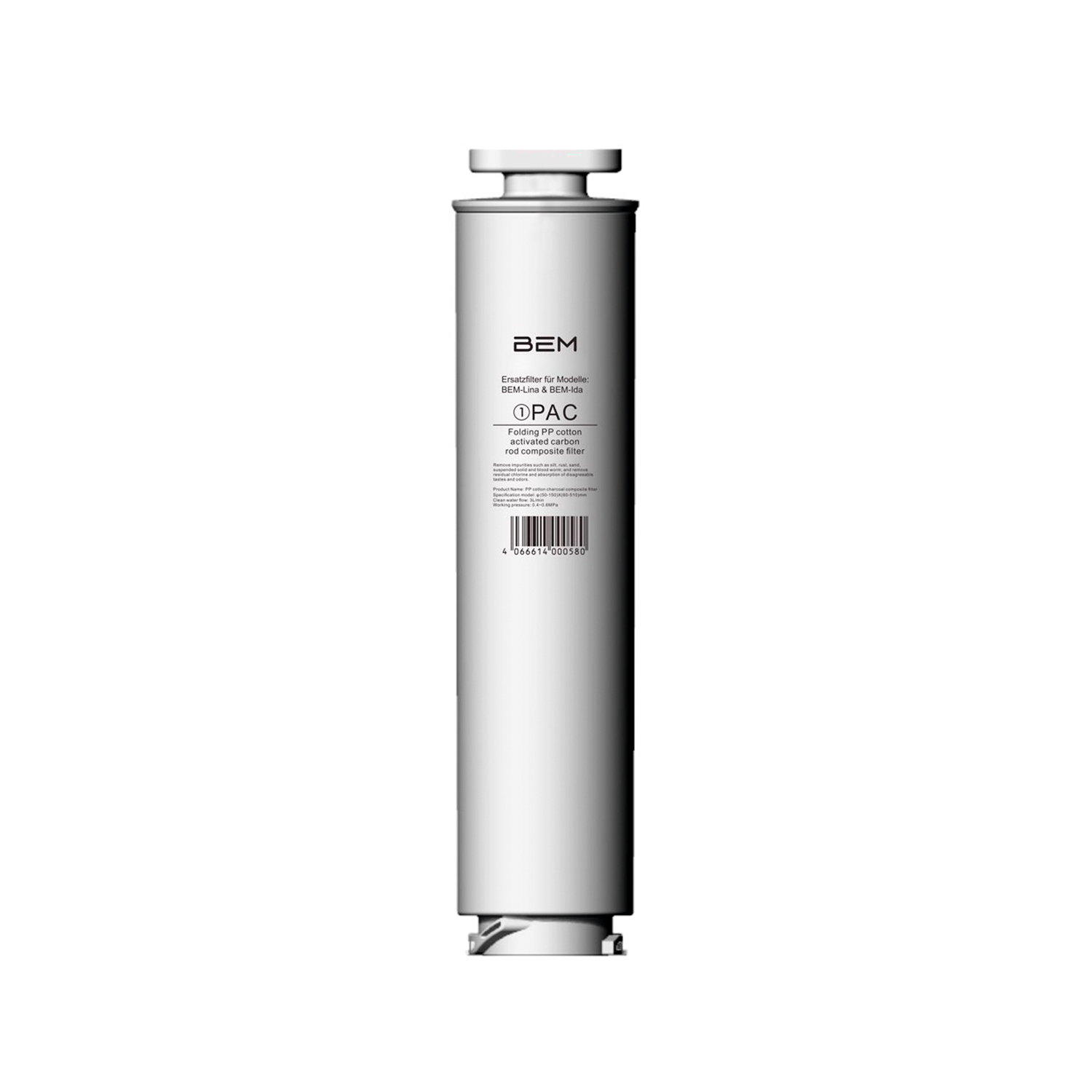 PAC replacement filter for BEM Lina and BEM Ida water filters - first cleaning stage