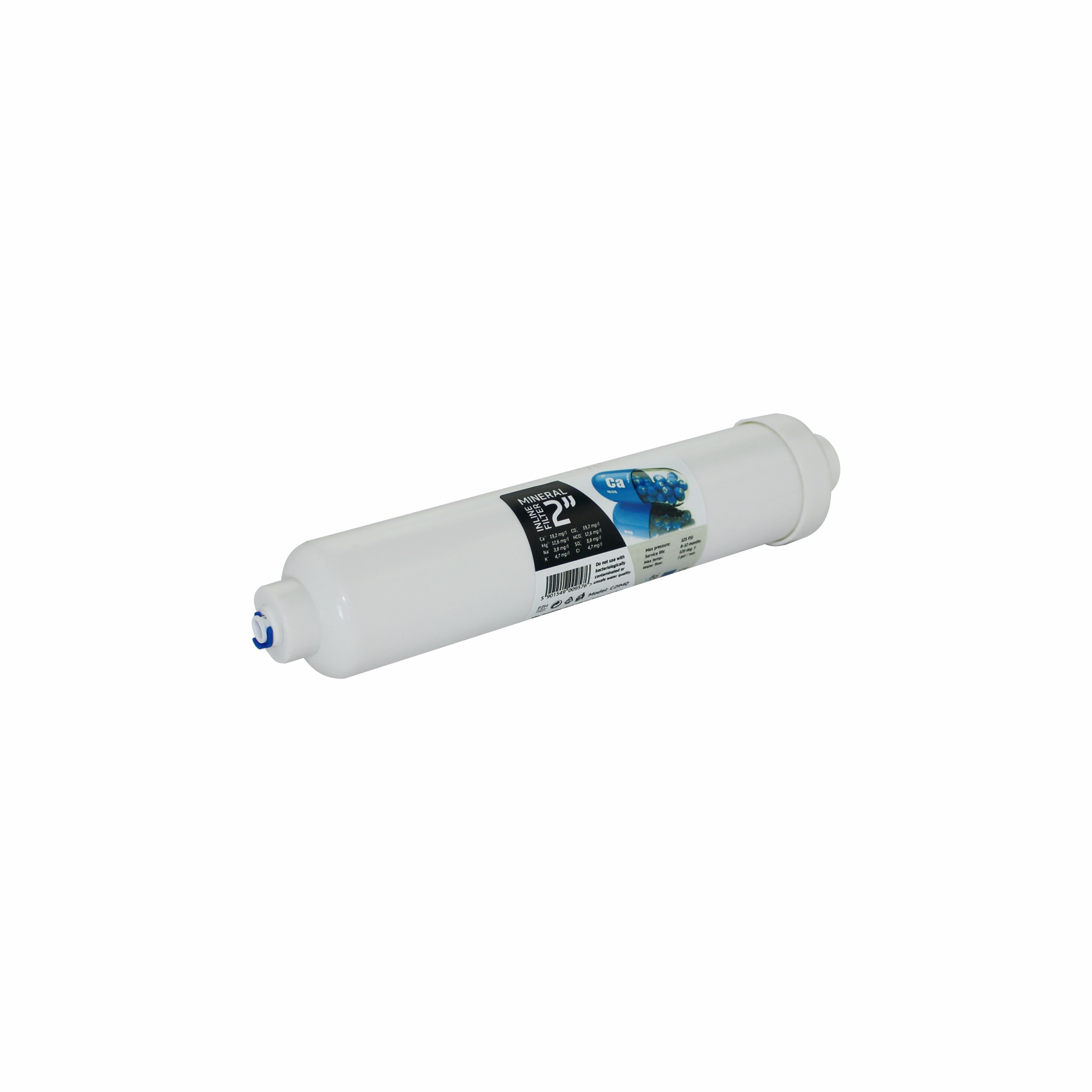 Inline cartridge mineralization filter 10 x 2" inch / quick coupling 1/4"